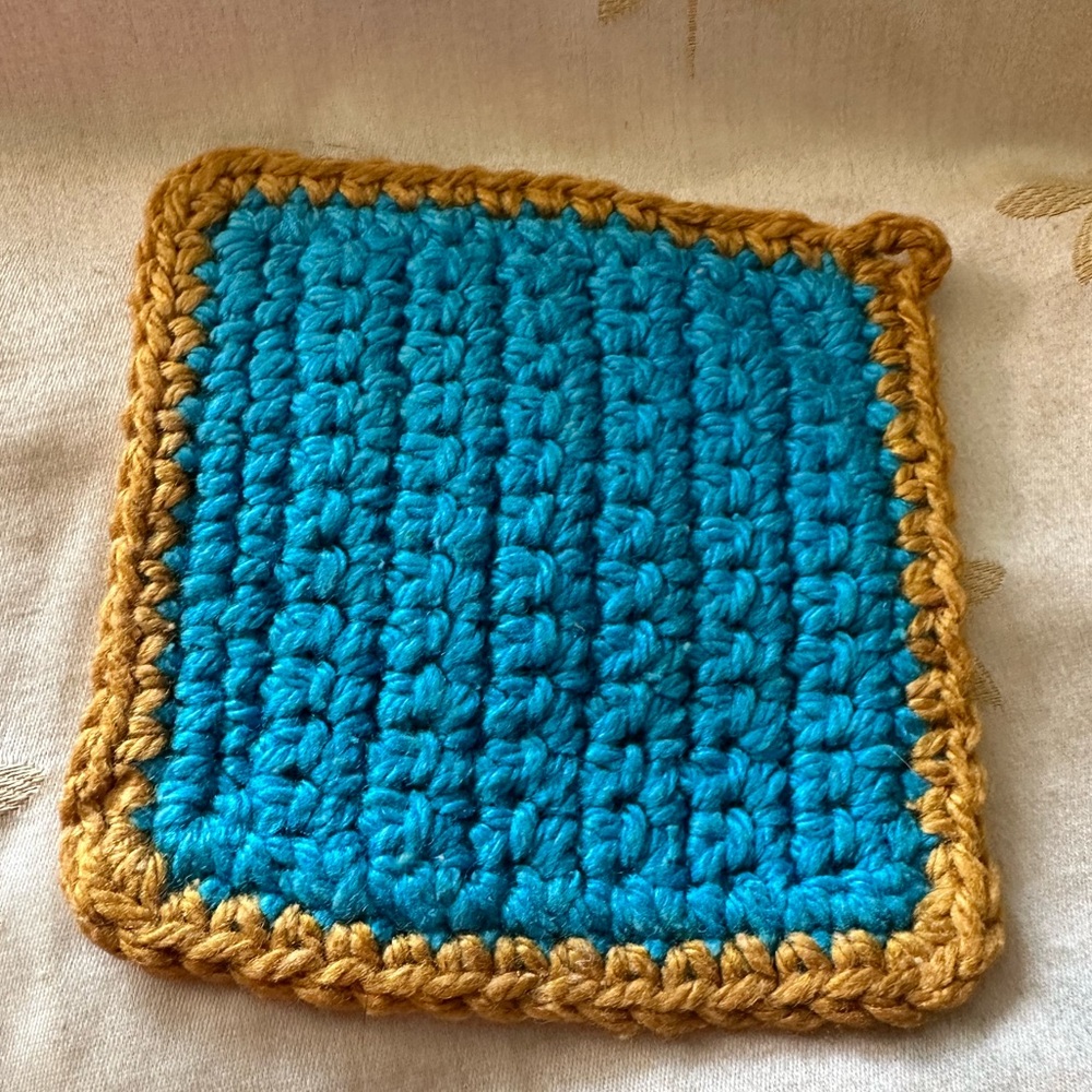New Handmade Crochet 6” Square Colorful Hotpad / Pot Holder.
